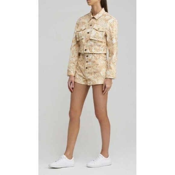 SIGNIFICANT OTHER Jean Shorts LENNY Biscuit Tapestry NWT MRP $199 Womens Size 2 - Picture 3 of 10